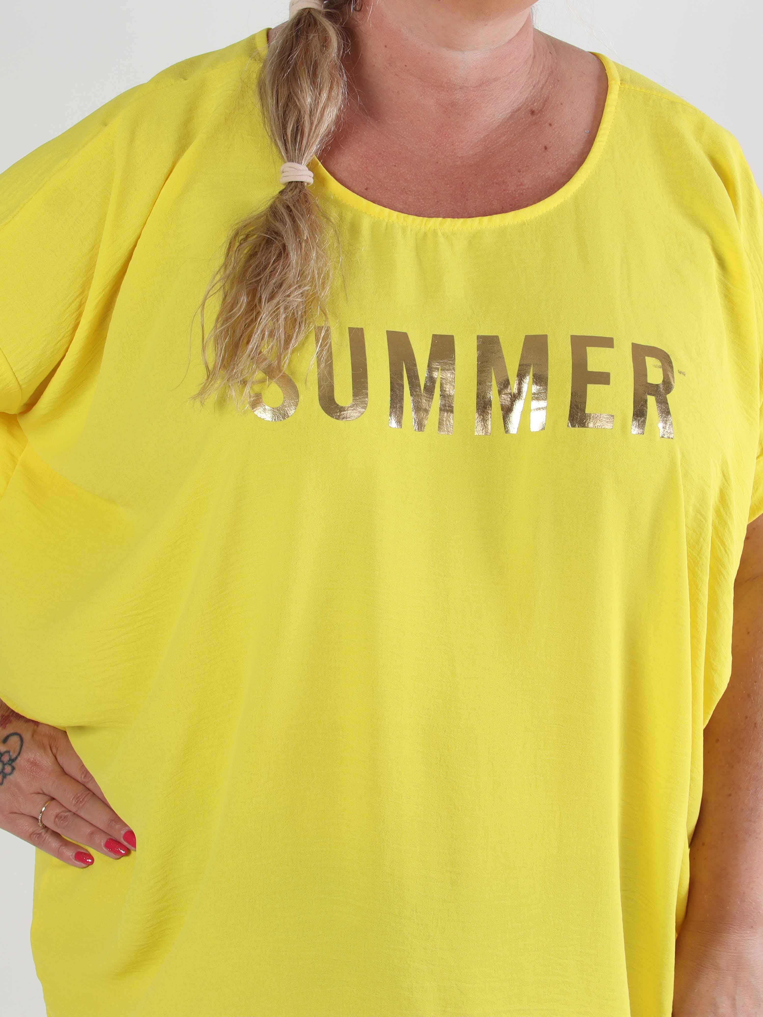 Bine - Söt plus size-klänning i lös passform med guldtryck på bröstet